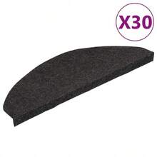 vidaXL Peldaños autoadhesivos para escaleras, 30 piezas, negros, 56x17x3 cm, alfombras para escaleras, moqueta para escaleras, alfombra para escalones, protectores de escaleras, barandillas para escaleras - Negro - Ver 9