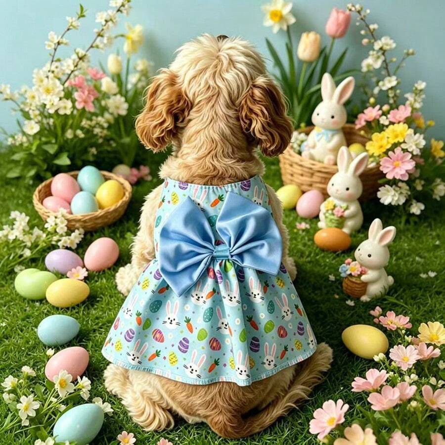 Sweet New Outfit For Your Pet, Soft Breathable Skin-Friendly Fabric, Spring/Summer New Princess Dress, Suitable For Cats And Dogs, Fashionable Cute Bowknot Decoration, Essential For Photos And Outings - Blue - View 1