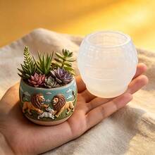 SUPWANPENG 2 Male Lions Fighting/Lion Hunting Rabbit/King Of The Savanna/Savanna Overlord Lion Shaped Flower Pot Pen Holder Pen Stand Candle Cup Makeup Brush Holder Silicone Mold, Suitable For DIY Resin Plaster Clay Concrete Cement Crafts Silicone Mold, Easy Demolding, Perfect For Various Holiday Gifts And Home Decor - A - View 3