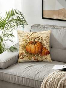 4pcs,Autumn Pumpkin Letter Set Pillow Covers,Harvest Thanksgiving Warm Orange Home Cushion,Home Decor,Thanksgiving Farmhouse Style Decorative Pillow Covers,Zipper Closure,Multiple Patterns Available,Suitable For Various Room Types - Multicolor - View 6