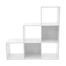 WANLECY Leiter Würfel Aufbewahrung Bücherregal - Holz L-förmige 3-Ebene Eckregel, umkehrbare 6-Würfel Organizer für Home & Office, weiß - Weiss - Übersicht 8