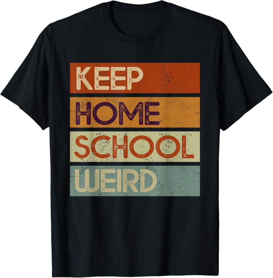 Vintage Keep Homeschool Weird Funny Homeschool Mom Retro Gift Unisex T-Shirt - 黑色 - 查看 1