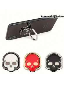 1 pieza Soporte de anillo para teléfono con diseño creativo de calavera de Halloween, rotación de 360 grados, aleación de zinc, soporte de anillo multifuncional, conveniente de usar y transportar. - Multicolor - Ver 7