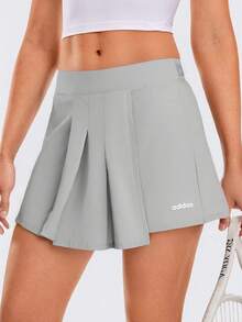 Adidas 阿迪達斯女子休尚裙褲運動短裙瑜珈半身裙百褶裙 - 淺灰色 - 查看 1