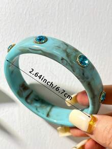 Y2K Style Blue Sparkling Diamond Five-Point Star Wide Stackable Bracelet, Transparent Silver Foil Layered Hand Jewelry, Suitable For Daily Wear, Party, Vacation, Best Friend Gift - Multicolor a - View 9