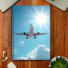 1pc Airplane Blue Sky Theme Spiral Coil Notebook, Eye-Catching Sunny Scene, High-Quality Texture. Suitable For Work Records, Study Notes, Graduation Gifts, Birthday Gifts, Daily Journaling, Planning, Memo Pads, Practical Gift For Self-Use Or Gifting. - Multicolor - View 1