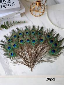 1/5/10/20/50支仿真孔雀羽毛，25cm-50cm奢華優雅孔雀羽毛裝飾，適用於家居裝飾與花藝布置、房間裝飾、情人節裝飾、DIY手工、花瓶填充物、派對與婚禮裝飾、聖誕裝飾，送給朋友的最佳禮物 - 彩色 - 查看 21