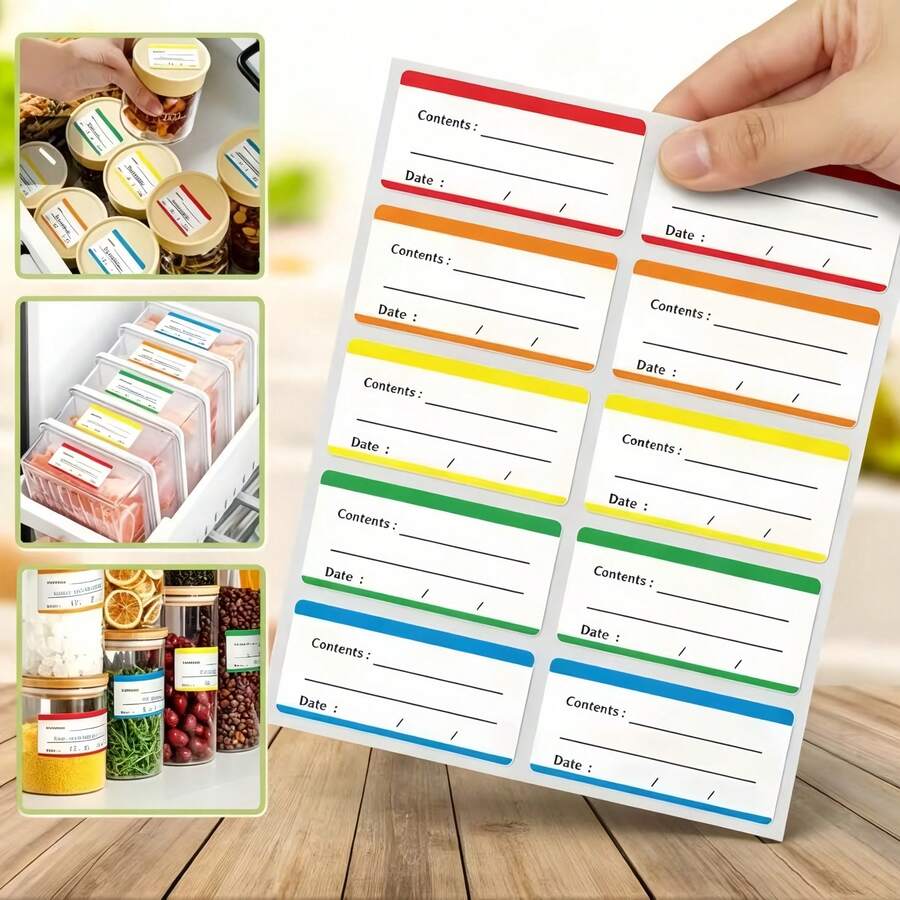 10pcs/Sheet Writable Freezer Food Labels, Suitable For Freezer, Food Storage Room, Canned Jars, Spice Containers, Fermentation And Meal Planning