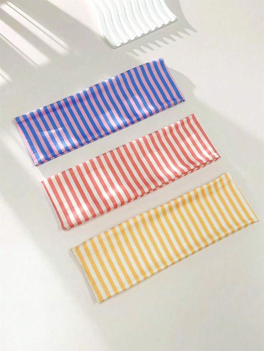 1pc/2pcs/3pcs/6pcs Women Elegant Sweet Striped Print Elastic Fabric Sports Headband,Suitable For Daily,Fitness,Running,Yoga