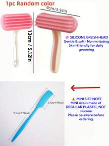 1pc Silicone Pet Grooming Brush, Soft Silicone Bristles, 2-In-1 Deshedding & Massage Tool, Suitable For Cats, Dogs, Rabbits, Guinea Pigs, Gentle Detangling Without Skin Irritation, Reduces Shedding For Small Animals - Multicolor - View 2