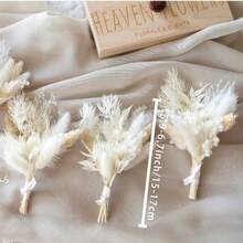 1/2/4/6/12pcs Artificial Mini Flower Bouquets, Suitable For Home Tabletop Centerpiece Decoration, Party Cake Decoration, Groom & Groomsmen Artificial Boutonniere, Bohemian Style Men's Vintage Wedding Party Ball Decoration, Gift For Bridal Shower - White - View 2