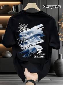 Men's Graphic Mushroom Print, Casual Style, Snowy Mountain Print, Comfortable, Breathable And Slightly Stretchy Fabric, Stylish Men's Short-Sleeved Crew Neck T-Shirt. - 白色 - 查看 9