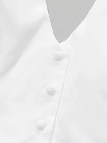 QUNGIGU Top de alças femininas casual com decote halter, roupa de verão elegante sem mangas com botões, adequada para saídas, encontros e uso diário - Branco - Ver 9