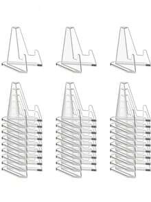 10/30pcs Acrylic Card Holders, Card Display Stand, Transparent Card Storage Box, Suitable For Displaying Magnetic Cards, Sports Cards, Challenge Medals, Collectible Cards, Transparent Plastic Card Holder, Paper Table Number Base, Product Price Tag, M - Clear - View 3