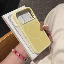 奢華亮螢光液態矽膠磁吸軟手機殼，適用於 iPhone 17 Air 16 15 14 13 12 17 Pro Max Plus - 淺黃色 - 查看 5