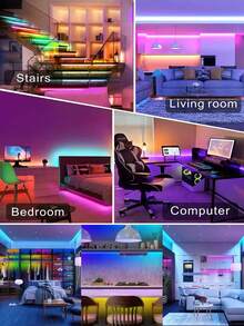 1pc 44-Key Bluetooth LED Light Strip, Smart APP Control Multi-Color Adjustable Light, Suitable For Home Furniture Decoration, Game Room, Kitchen, TV Backlight, Bedroom LED Light Decoration, Holiday Party Lighting Atmosphere - 5V - View 5