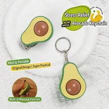 Avocado Roller Ball Stress Relief Keychain, Mini Massager, Personalized Fun Fruit Stress Relief Keyring Backpack Charm - Avocado Ornament - View 3