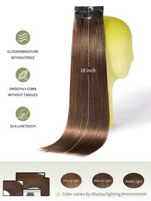 DNE HAIR 7件組 120G 4# 中棕色 雙層隱形夾式人髮接髮 Remy髮 無縫柔軟髮尾 防掉髮 可重複使用 適合細髮 沙龍日常婚禮派對造型 女士與女孩適用 - S4 - 查看 8