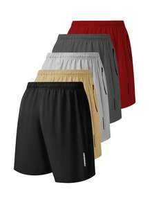 1pc Men's Printed Sports Shorts, 5-Point Basketball Shorts, Training 5-Point Pants, Spring/Summer 2025 New Arrival - Dark Grey - View 1