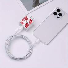 1 Set Funda Protectora Transparente Cuadrada con Diseño de Flor/Cereza/Fresa/Mariposa para Cable de Datos Compatible con Cargador /Apple 18-20W, Estuche Protector para Evitar Roturas - Multicolor - Ver 5