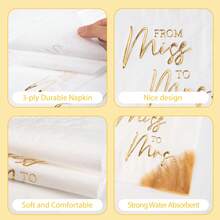 Wedding Napkins 20 Pcs Gold Foil Disposable Paper Napkins From Miss To Mrs Cocktail Napkins For Wedding Dinner Party, 3-Ply - View 4