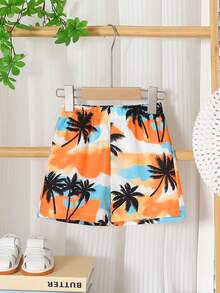 2pcs/Set, Little Boy, Soft & Comfortable, Casual & Cute, Coconut Palm Print Shirt And Sports Shorts, Boys Outfit, Boys Clothing, Boys Summer Clothing, Suitable For Daily Wear, Vacation, Party, Outdoor Activities - Multicolor - View 10