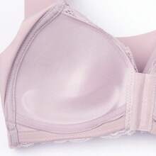 Sujetador inalámbrico de talla grande con cierre frontal, estilo fino sin costuras, push-up ajustable, lencería sexy para mujer. - Blanco - Ver 4