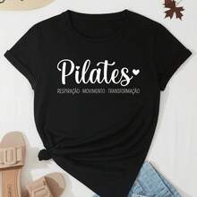 Camiseta Deportiva de Pilates  Mujer, Blusa de Fisioterapia de Cotton Algodón Algodón Algodón - Transformación - Negro - Ver 1