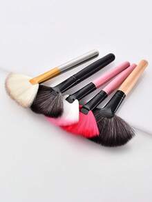 1 Stück großer fächerförmiger Make-up-Pinsel, multifunktionaler Pinsel für Puder, Foundation, Rouge, Concealer, weiche Borsten, 3-in-1 Make-up-Werkzeug, geeignet zum Fixieren von Puder und zum Erstellen eines hervorgehobenen Make-up-Looks - Verschiedenfarbig - Übersicht 6