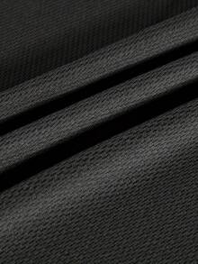 Black Solid Long Sleeve Loose Casual T-Shirt, Sports Top For Fitness, Yoga And Running, Women's Clothing - 黑色 - 查看 5
