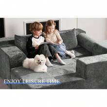 HABUTWAY 105" L Shape Modular Sectional Sofá para Salón de Estar, No se Recoge, Modular Sofá Confortable con Asiento para Salón recámara, Lujo Acorazado Derecho, Blanco - Terciopelo Gris - Ver 5