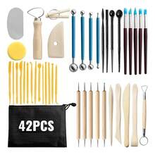 Vmingo Kit 42 Pcs Ceramic Tool Clay Molding Decorating Sculpture Modeling Engraving - Black - View 1