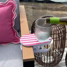1pc Striped Clip-On Cup Holder, Multi-Functional Drink Holder, Suitable For Champagne Glasses, Insulated Cups, Beverages, Can Be Placed On Tables, Chairs, Bedside, Pool, Beach, Holds Multiple Types Of Cups - Multiple Styles - View 6