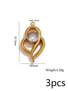 3Pcs 304 Stainless Steel 18K Gold Plated Colorful Rhinestone Marine Life Pendants DIY Handmade Jewelry Accessories/Waterproof And Fade-Resistant - Basket - View 13