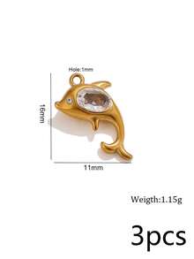 3Pcs 304 Stainless Steel 18K Gold Plated Colorful Rhinestone Marine Life Pendants DIY Handmade Jewelry Accessories/Waterproof And Fade-Resistant - Basket - View 17