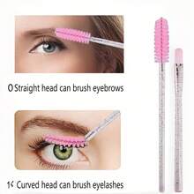 150/50 piezas Cepillos desechables para pestañas, cerdas de nailon tamaño S, aplicador de extensión de cejas sin aroma, mango de plástico ABS, adecuado para piel normal, juego de cepillos rosa y negro, cepillo para cejas y sombras de ojos, decoración de bodas, accesorios de baño - A - Ver 3