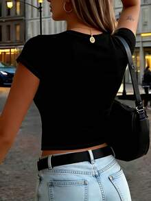 stado y manga corta, moda de temporada, corte cómodo, estilo clásico y versátil, elegante y sencillo, adecuada para todas las estaciones, para entusiastas de la moda, lavable a máquina. 63IS - Burdeos - Ver 9