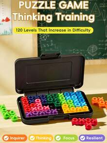 120-Level XO Puzzle Game, Brain Challenge, Birthday/Holiday Gift, Indoor/Outdoor/Travel/Party Game, Tabletop Building Blocks Game For Multiple Players, Children's Toy, Birthday Gift - Multicolor - View 4