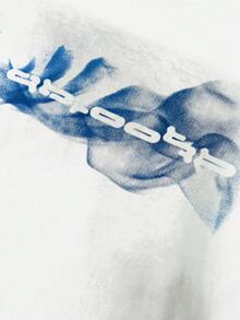 Tiny Spark Streetwear White Tee Shirt Vintage Abstract Graphic Spray Back Print - White - View 5