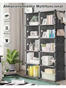 Organizador de Zapatos 6/8/10 Niveles, 2 Filas - Estante Apilable con Puertas Transparentes para Tacones, Botas, Pantuflas - Torre de Almacenamiento Plástico (Entrada, Pasillo, Dormitorio) - Negro - Ver 3