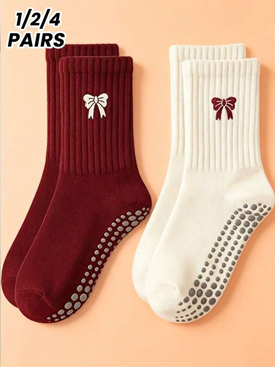 1/2/4 Pairs Yoga Socks Non-Slip Professional Women Pilates Socks Indoor Sports Fitness Floor Socks Adult Dance Non-Slip Socks - Multicolor - View 1
