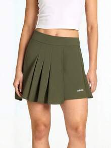 Adidas 阿迪達斯女子休尚裙褲運動短裙瑜珈半身裙百褶裙 - 橄欖綠 - 查看 1