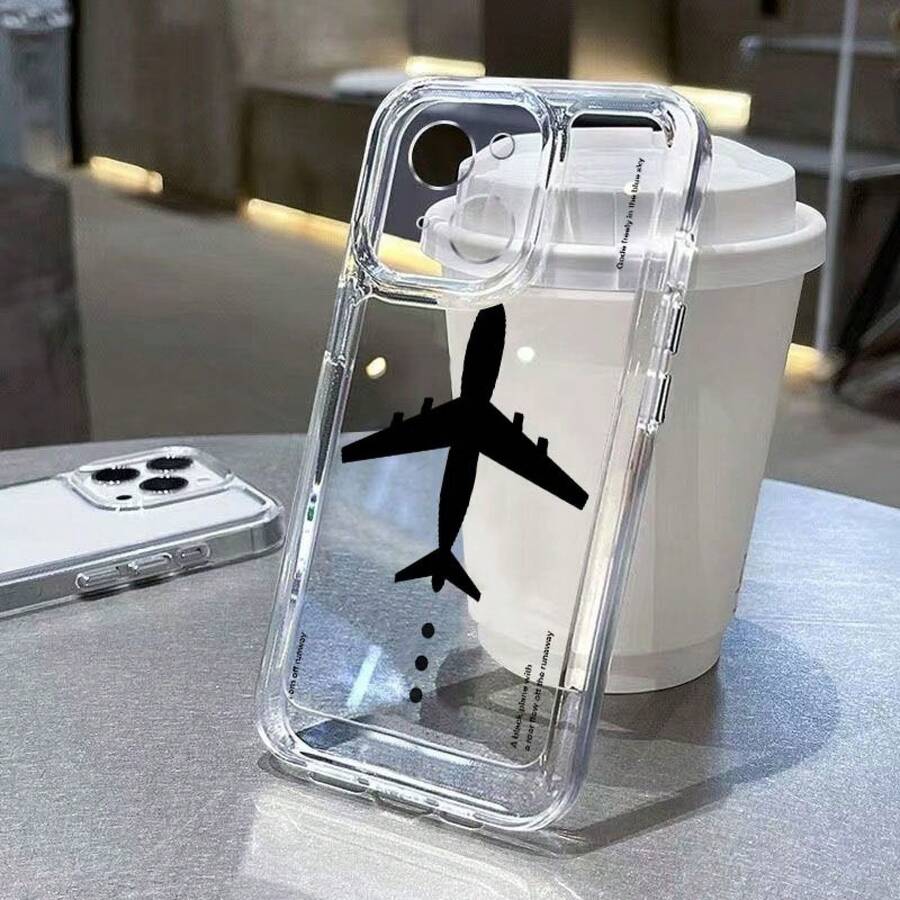 Phone Case: An Airplane-Patterned Space-Themed Drop-Proof Phone Case, Suitable For Apple  17 16 15 14 13 12 11 XS XR X 8 7 Mini Plus Pro Max SE Series.It Provides Full Protection, Full Coverage, And A Precise Fit.This Creatively Designed Case - 無色 - 查看 1