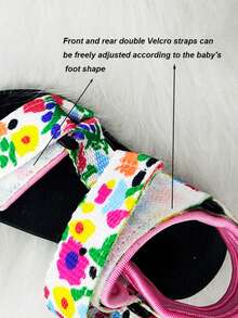 Sandal Olahraga Anak Unisex Sederhana yang Dapat Diatur dengan Perekat Velcro, Sandal Datar Kasual Luar Ruangan, Pantai, Ringan, Nyaman, dengan Ujung Terbuka dan Anti Selip - Berwarna merah muda - View 5