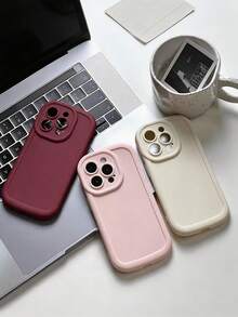 1pc Pink Solid Color Puff Phone Case, Precise Cutouts, Shockproof Protective Shell | Compatible With IPhone 17 Pro Max/17/16/15 Pro Max/14 Plus And All Series | Birthday Holiday Gift - Pink - View 5