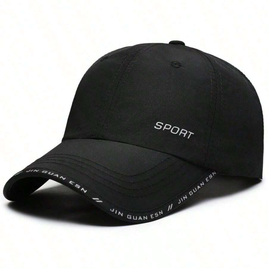 1 Piece Lightweight Outdoor Baseball Cap, Simple And Breathable Fashionable Quick-Drying Hat With Protection For Men, For Summer, Beach, Vacation, Festivals, Travel - Black - View 1