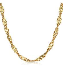 Singapore Mini Twist Chain Necklace 50cm 2mm Italian Gold 14K Karat, Gold Color, Romantika Jewelry, Fine Jewelry, Genuine Tested And High Quality 14K Gold Italy, Gift For Men And Women - 多拉多 - 查看 1