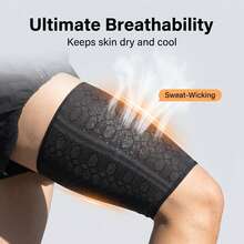Pure Black Honeycomb Knit High Elasticity Thigh Compression Guard, Sports Fitness Running Thigh Protection Sleeve - Multicolor - View 7