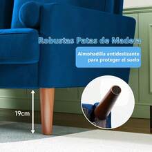 Genérico Sofá Loveseat Sillón 2 Plazas Modern Sofá Pequeño Terciopelo Sofá loveseat Moderno 121cm (Terciopelo, Gris) - azul - Ver 4
