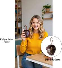 Unique Flower Shape Small Wallets Woman Vintage Gothic Cute Coin Purse PU Leather Change Purse For Cash Key Lipstick (Brown) - Brown - View 4